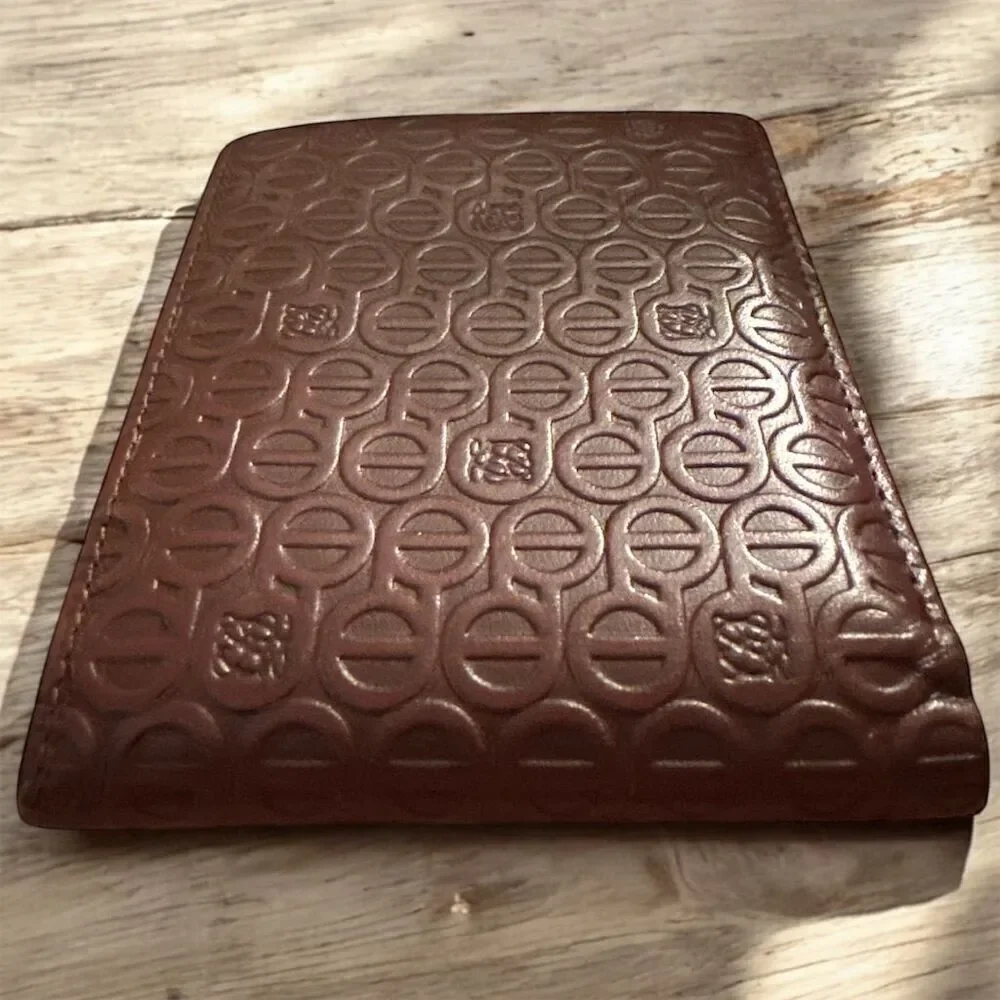 Louis Quatorze Men's Rich Brown Leather Bifold Wallet Logo Accent Multi Card ID